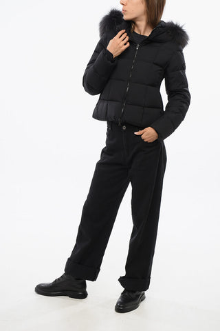 Nylon AVECI Down Jacket with Fur Hood