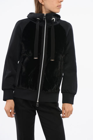 RESORT Mock Neck Sweatshirt with Front Panel in Eco-Fur