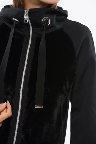 RESORT Mock Neck Sweatshirt with Front Panel in Eco-Fur