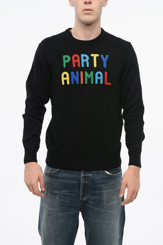 라운드넥 스웨터 PARTY ANIMAL 울 혼방
