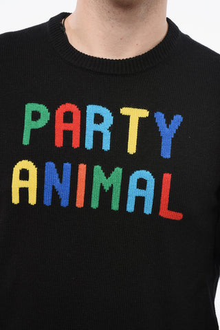 라운드넥 스웨터 PARTY ANIMAL 울 혼방