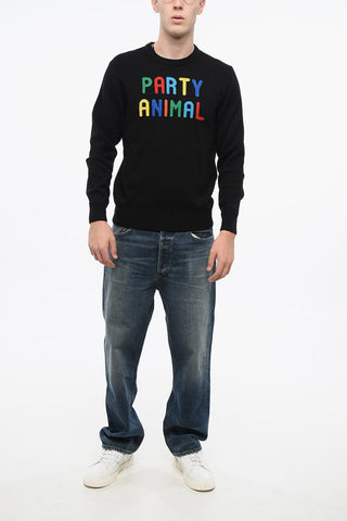 라운드넥 스웨터 PARTY ANIMAL 울 혼방