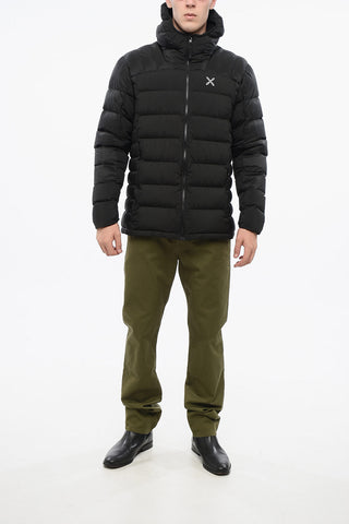 Solid Color Rip Stop Checked Quilted Down Jacket