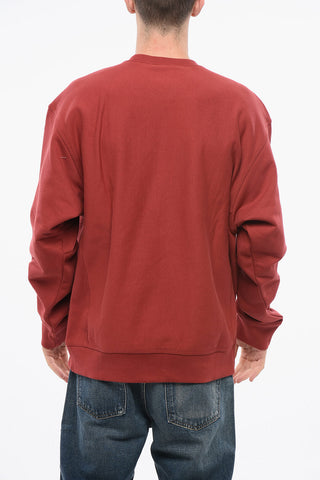 Fleeced Cotton AMERICAN SCRIPT Crew-neck Sweatshirt with Embroidered Logo