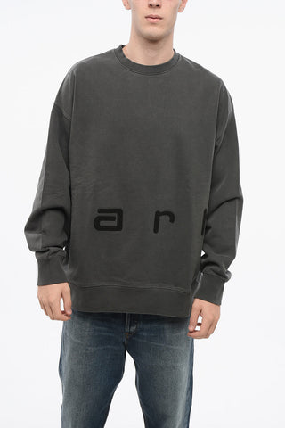 Brushed Cotton Crew-neck Sweatshirt with Embossed Detail