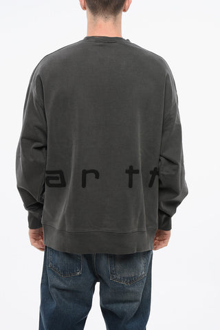 Brushed Cotton Crew-neck Sweatshirt with Embossed Detail