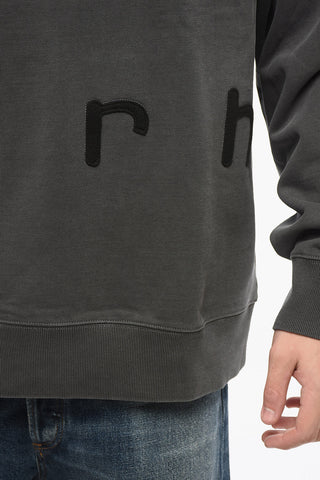 Brushed Cotton Crew-neck Sweatshirt with Embossed Detail