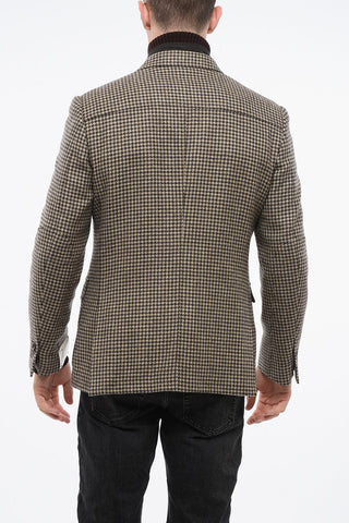 Blazer a Fantasia Pied-de-Poule con Imbottitura Removibile