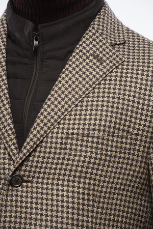 Blazer a Fantasia Pied-de-Poule con Imbottitura Removibile
