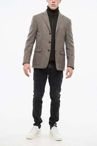 Blazer a Fantasia Pied-de-Poule con Imbottitura Removibile