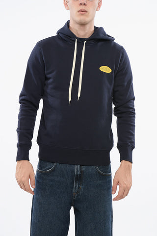Fleeced Cotton Hoodie with Printed Logo