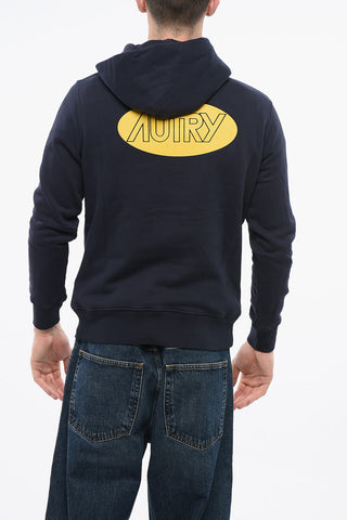Fleeced Cotton Hoodie with Printed Logo