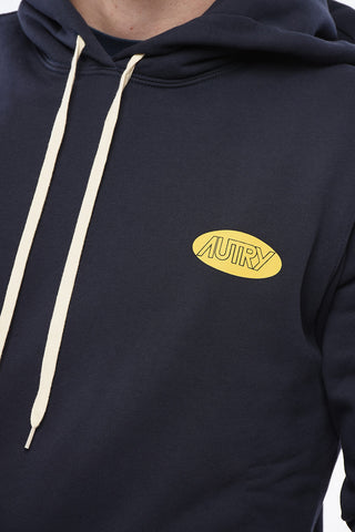 Fleeced Cotton Hoodie with Printed Logo