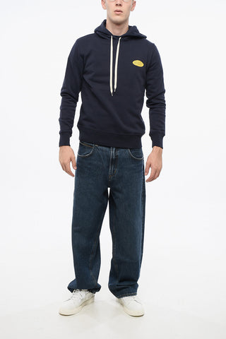 Fleeced Cotton Hoodie with Printed Logo