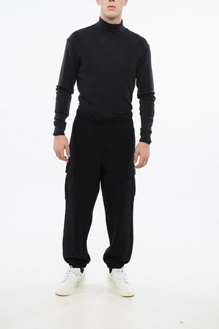 Joggers Cargo in Cotone Garzato a Tinta Unita