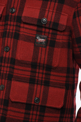 Overshirt Imbottito a Quadri plaid in Misto Lana