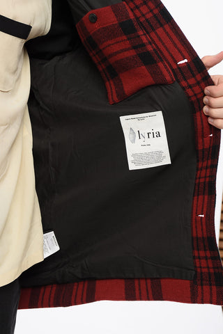 Overshirt Imbottito a Quadri plaid in Misto Lana