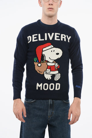 PEANUTS Embroidered DELIVERY MOOD Crew-neck Sweater