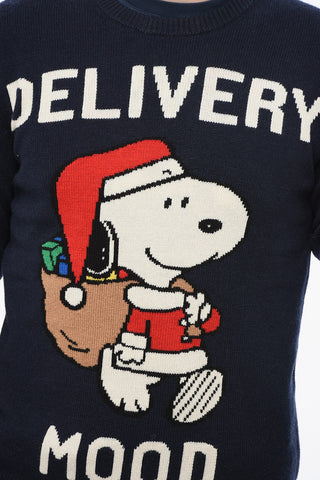 PEANUTS Embroidered DELIVERY MOOD Crew-neck Sweater