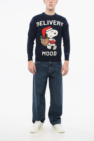 PEANUTS Embroidered DELIVERY MOOD Crew-neck Sweater