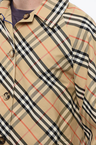 Reversible Cotton Gabardine Coat with Iconic Motif