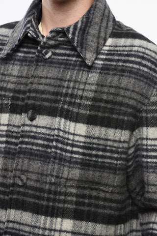 Checked Virgin Wool Overshirt with Double Chest Pocket