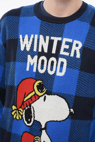 PEANUTS 라운드넥 스웨터 WINTER MOOD 울 혼방 체크