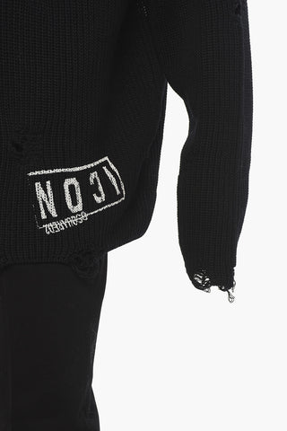Crew-Neck Sweater ICON with Distressed Effect