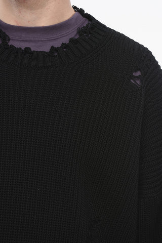 Crew-Neck Sweater ICON with Distressed Effect