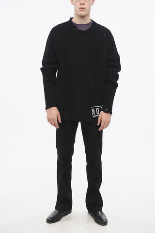 Crew-Neck Sweater ICON with Distressed Effect