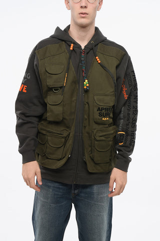 Two-Tone ARON Utility Sweatshirt with Hood and Zip Closure