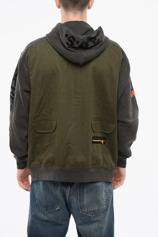 Two-Tone ARON Utility Sweatshirt with Hood and Zip Closure
