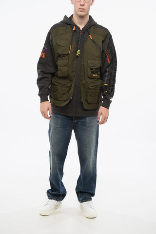 Two-Tone ARON Utility Sweatshirt with Hood and Zip Closure