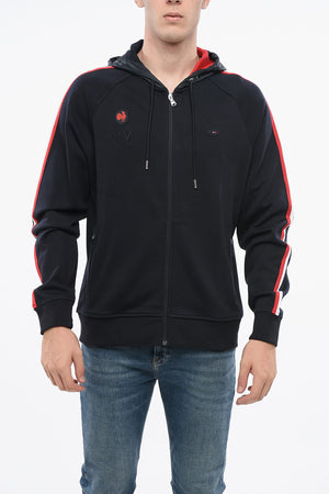 Cotton Sweatshirt AMBARE with Hood and Zip Closure