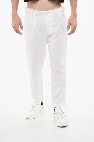 Linen Single-Pleat Trousers with Belt Loops