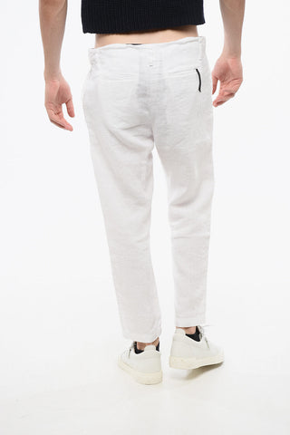 Linen Single-Pleat Trousers with Belt Loops