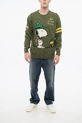PEANUTS Embroidered Wool Blend GLAMPING Crew-neck Sweater