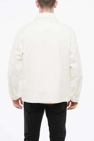 Overshirt in Cotone Leggero con Dettaglio V-Logo sul Taschino e Chiusura Zip