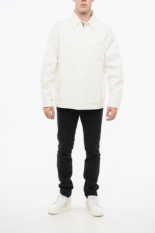 Overshirt in Cotone Leggero con Dettaglio V-Logo sul Taschino e Chiusura Zip
