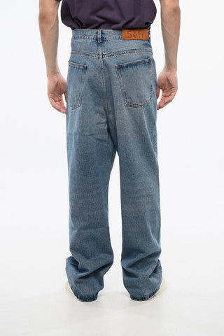 Wide Leg Jeans with Logoed-Button 27cm
