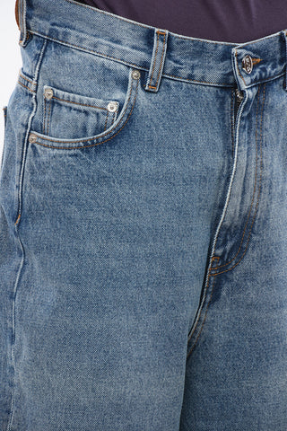 Wide Leg Jeans with Logoed-Button 27cm