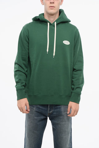 Fleeced Cotton Hoodie with Printed Logo