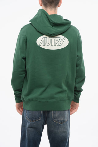 Fleeced Cotton Hoodie with Printed Logo