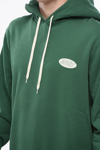 Fleeced Cotton Hoodie with Printed Logo