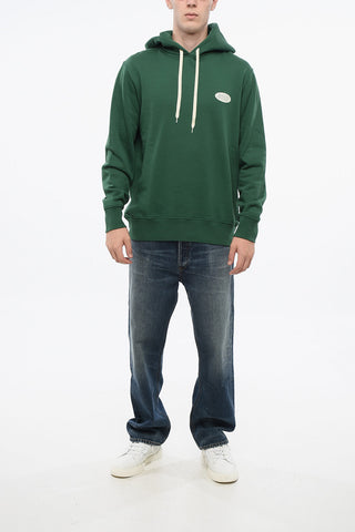 Fleeced Cotton Hoodie with Printed Logo