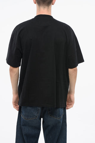 Bicolor Baumwoll-T-Shirt mit Rundhalsausschnitt