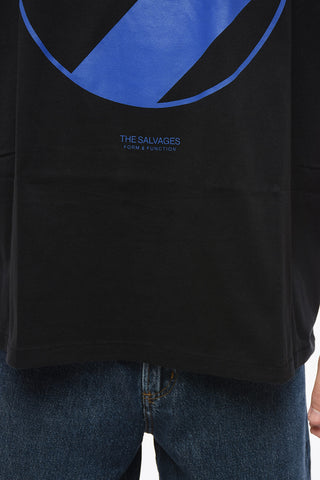 Bicolor Baumwoll-T-Shirt mit Rundhalsausschnitt