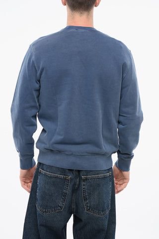 Brushed Cotton DUSTER SCRIPT Crew-neck Sweatshirt with Embroidered Logo