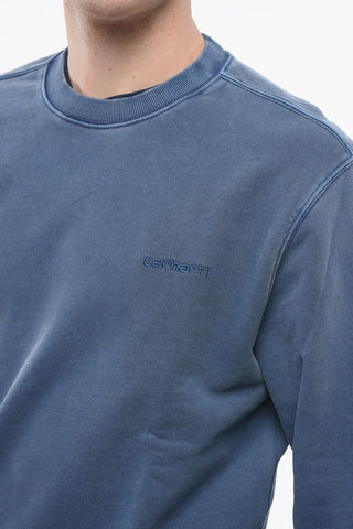 Brushed Cotton DUSTER SCRIPT Crew-neck Sweatshirt with Embroidered Logo