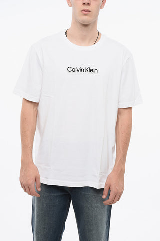 Cotton FLOCK Crew-Neck T-shirt with Velvet Logo